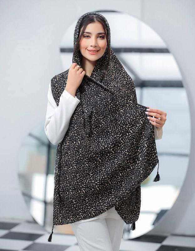 شال نخی اشکی منگوله دار