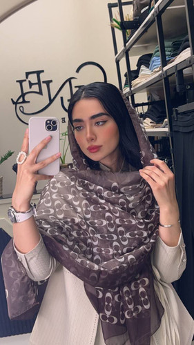 شال حریر ابریشم پک قهوهای
