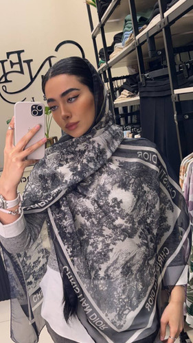 شال حریر ابریشم دیور جنگل رنگبندی