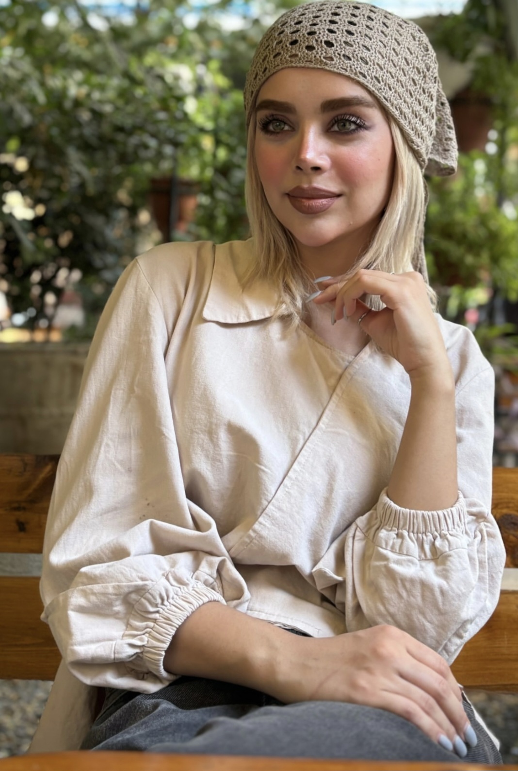 اسکارف قلاب بافی سه گوش